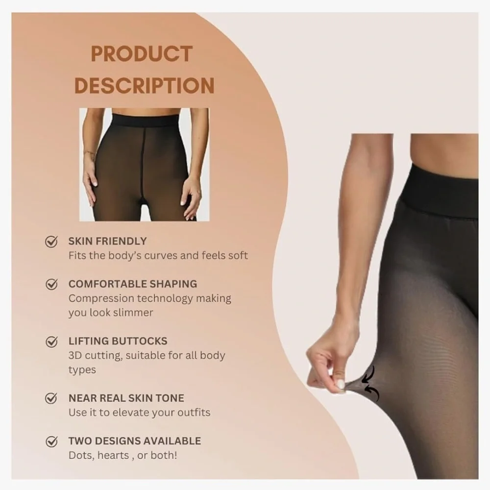 Klash Beauty winter tights heart design thermopanty size small